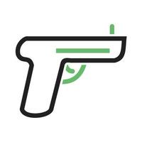 línea de pistola de juguete icono verde y negro vector