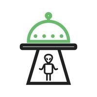 Alien Abduction Line Green and Black Icon vector