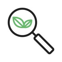 línea de búsqueda orgánica icono verde y negro vector