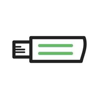 Flash Drive Line Green and Black Icon vector