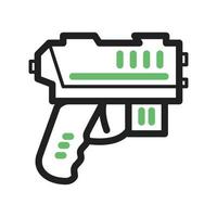 línea de pistola icono verde y negro vector