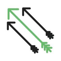 línea de flechas icono verde y negro vector