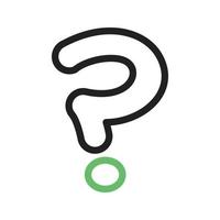 Question Mark Line Green and Black Icon vector