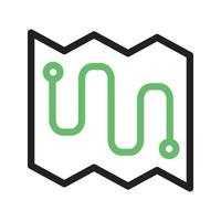 Route on Map Line Green and Black Icon vector