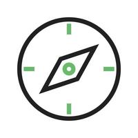 Compass Pointing East Line Green and Black Icon vector