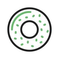 Doughnut Line Green and Black Icon vector