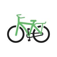 bicicleta i línea icono verde y negro vector