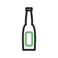 botella de cerveza i línea icono verde y negro vector