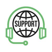 Global Support Line Green and Black Icon vector