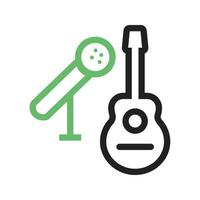 Guitar and Mic Line Green and Black Icon vector