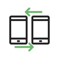 Mobiles conectados ii línea icono verde y negro vector