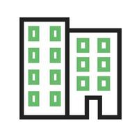 Office Building Line Green and Black Icon vector