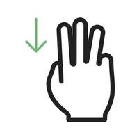 Three Fingers Up Line Green and Black Icon vector