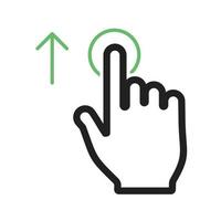 Tap and Move Up Line Green and Black Icon vector