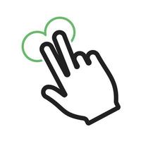 Two Fingers Tap Line Green and Black Icon vector