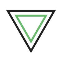 Inverted Triangle Line Green and Black Icon vector