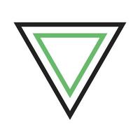 Inverted Triangle Line Green and Black Icon vector