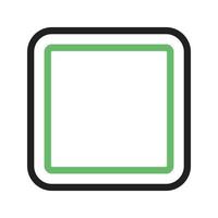 cuadrado con línea de esquina redonda icono verde y negro vector