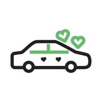 línea de coche decorada icono verde y negro vector