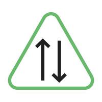 Two way lane Line Green and Black Icon vector