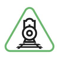 línea de señal de ferrocarril icono verde y negro vector