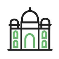 Taj Mahal Line Green and Black Icon vector