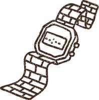 Digital Watch Charcoal Drawing vector