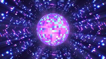 leuchtende Retro-Spiegelkugel im Cyberspace video