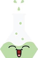 flat color retro cartoon science beaker vector