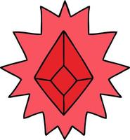 cartoon doodle of a red bright jewel vector