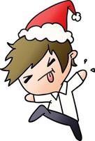 christmas gradient cartoon of kawaii boy vector