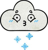 retro grunge texture cartoon snow cloud vector