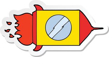 sticker of a cartoon space rocket vector