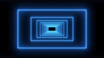 abstracte rechthoek neon blauwe tunnel gloeiende looping - geanimeerde achtergrond vj en dj naadloze looping video