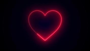 animazione neon luce cuore sfondo romantico - segno di amore e romanticismo 4k metraggio sfondo scuro