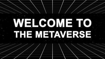 bem-vindo ao metaverso no vídeo de animação de fundo preto espacial video