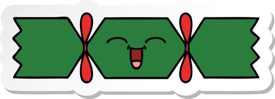 sticker of a cute cartoon christmas cracker vector