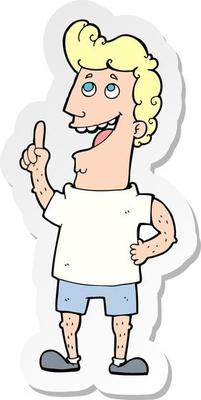 sticker of a cartoon happy man