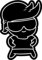 cartoon icon kawaii kid with shades vector