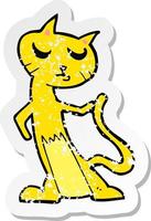 retro distressed sticker of a cartoon cat vector