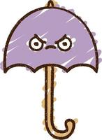 Angry Umbrella Chalk Drawing vector