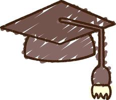 Graduation Cap Chalk Drawing vector