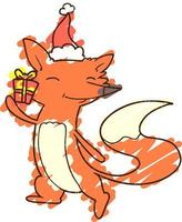 Christmas Fox Chalk Drawing vector