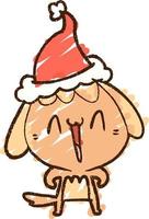 Christmas Dog Chalk Drawing vector