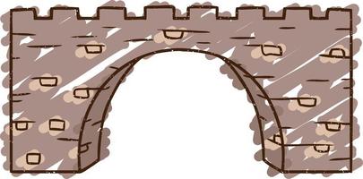 dibujo de tiza de puente de piedra vector