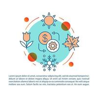 Seasonal job article page vector template. Part-time employment. Brochure, magazine, booklet design element with linear icons and text boxes. Print design. Concept illustrations with text space