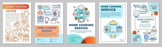 Home cooking service brochure template layout. Personal chef. Cooking meal. Flyer, booklet, leaflet print design with linear illustrations. Vector page layouts for annual reports, advertising posters