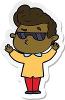 sticker of a cartoon cool guy vector