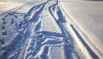 winter road, close up photo