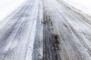 slippery and dangerous road for transport photo